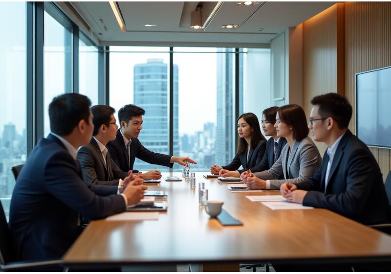 煌地所の銀座オフィスでのミーティング風景